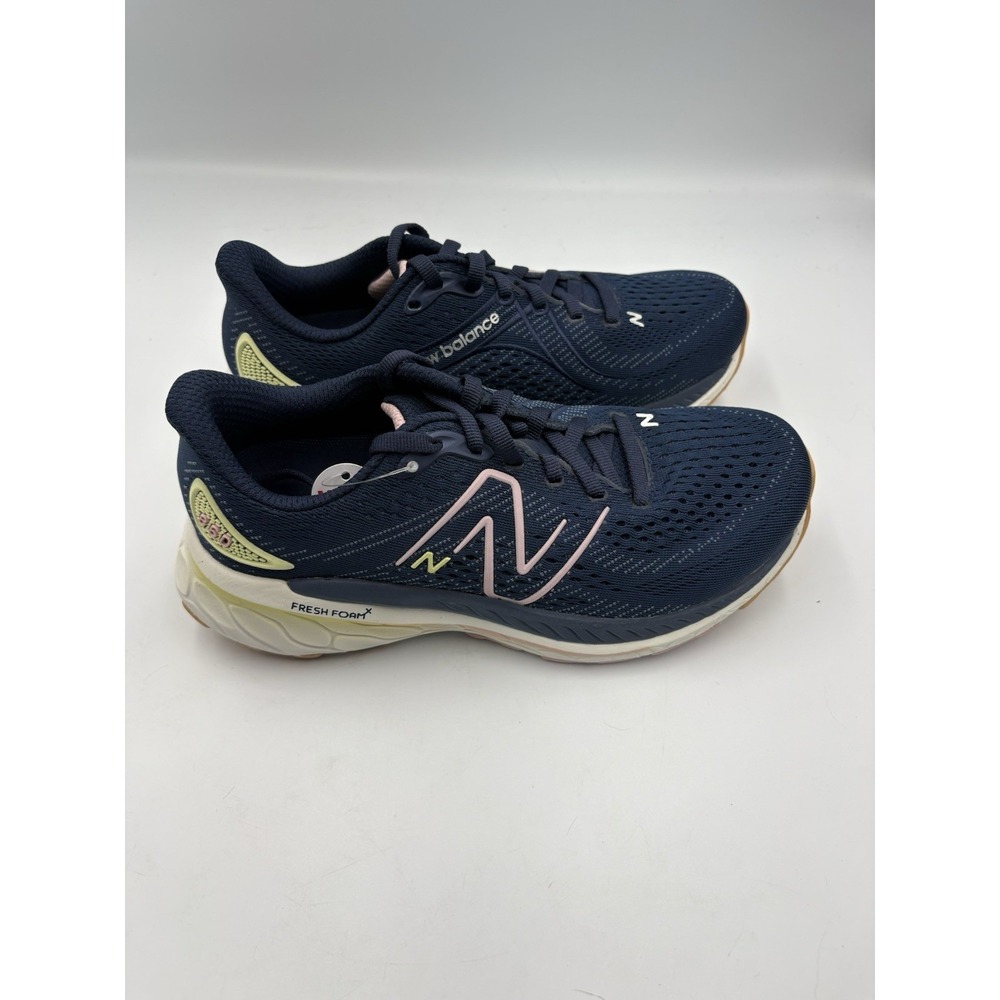 New Balance Fresh Foam Men's Navy Pink Low Top Lace-Up Running Sneakers - Picture 2 of 8